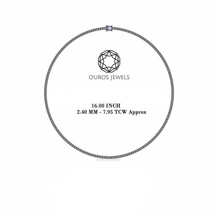 Stunning Round Cut Lab Diamond Tennis Necklace 2.40 MM Necklaces