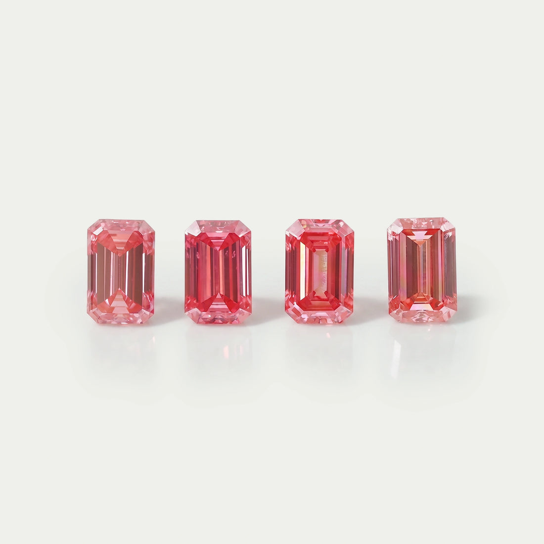 0.76 Carat Each Pink Emerald Cut Lab Grown Diamond Loose