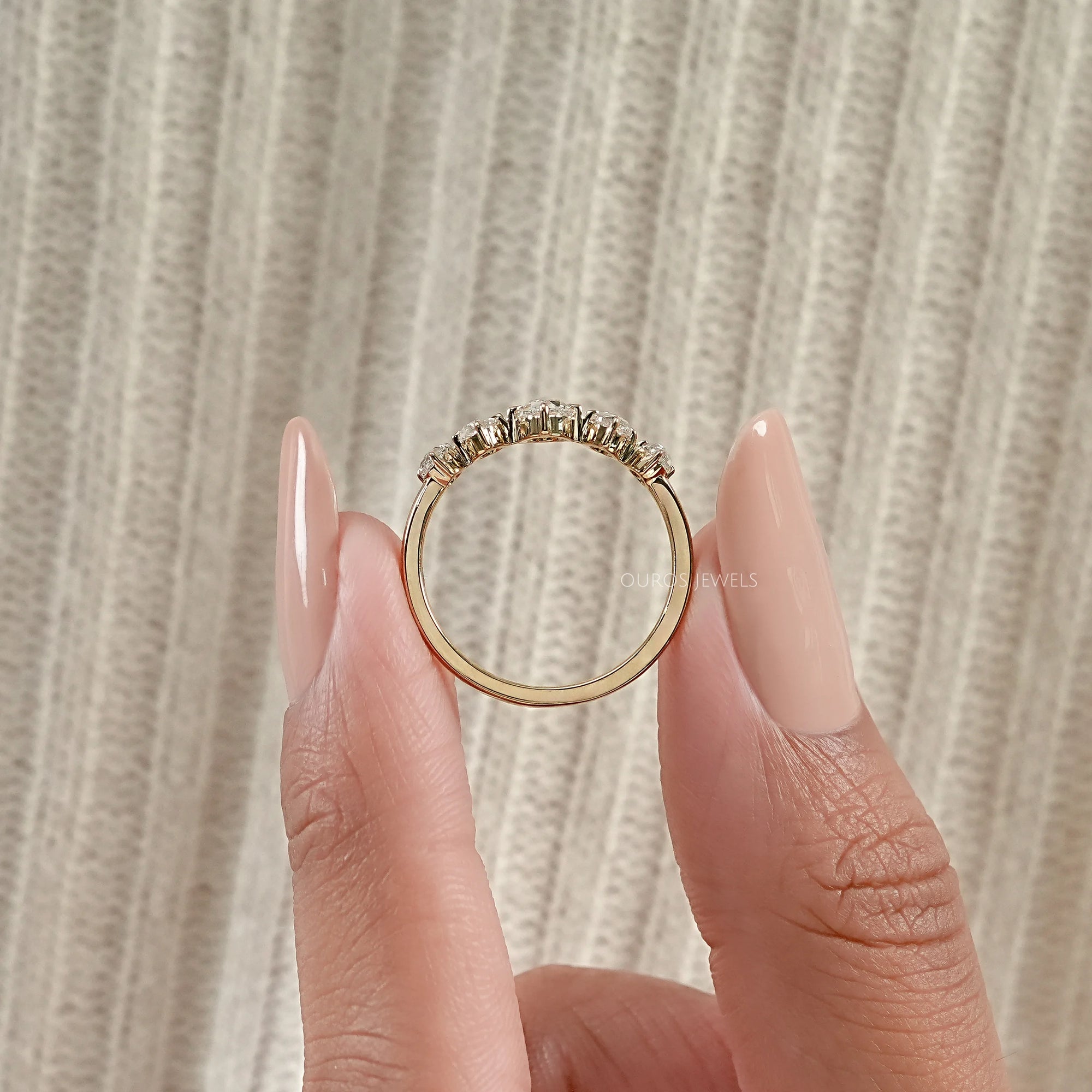 Five Stone Rose Cut Oval Diamond Ring