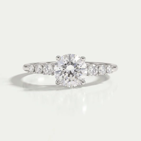 7 Stone Round Cut Solitaire Accent Engagement Ring Ring