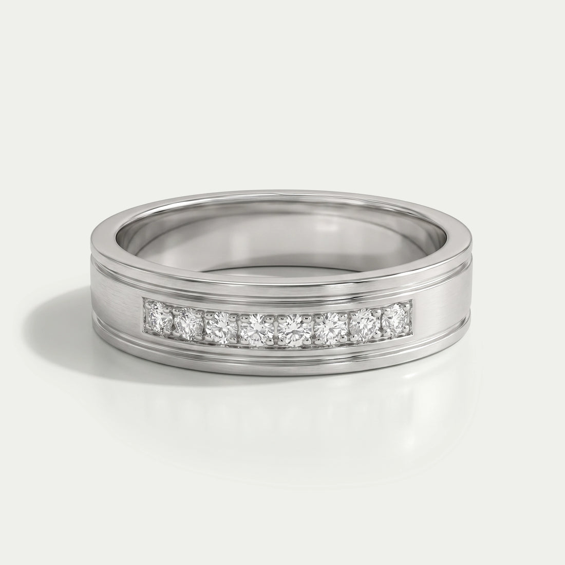 8 Stone Round Diamond Men's Wedding Band Rings