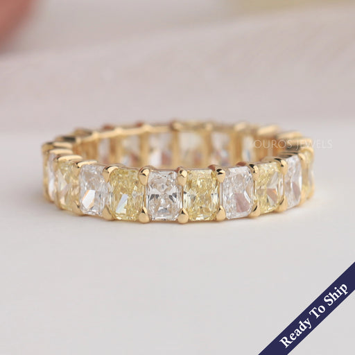Yellow Radiant Cut Lab Diamond Eternity Band Ring