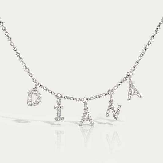 DIANA Letter Round Cut Customize Pendant Necklace Necklaces