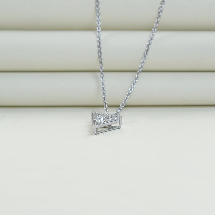 Triangle Cut Lab Diamond Solitaire Pendant Necklaces