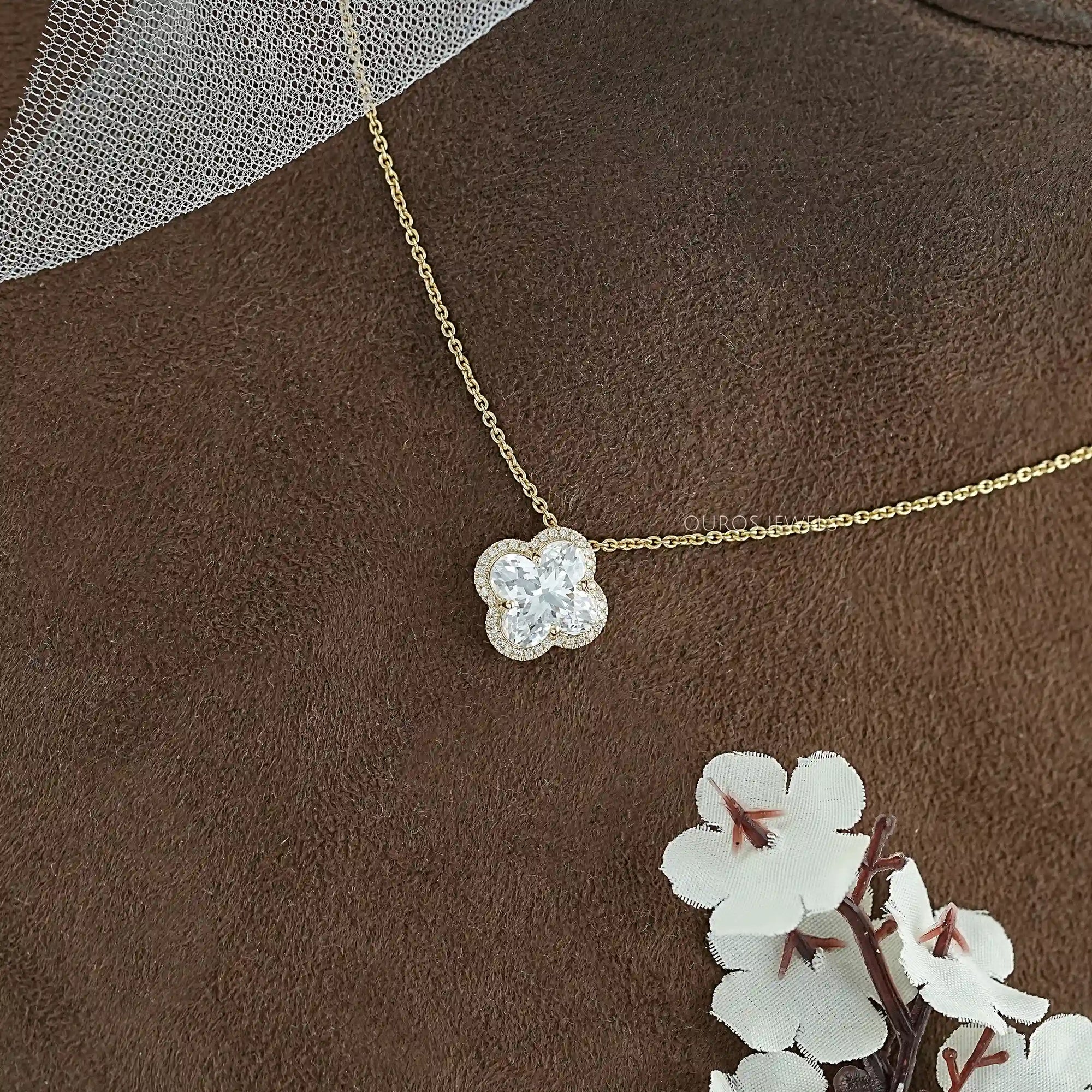 Floral Lab Grown Diamond Halo Pendant