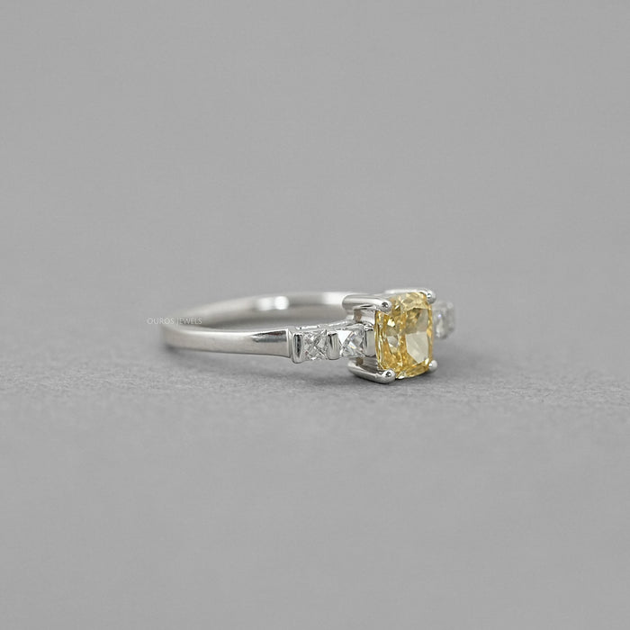 Canary Cushion Cut Lab Diamond Engagement Ring Ring