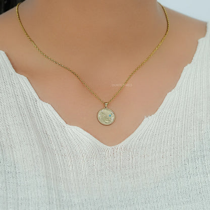 Aries Zodiac Blue Topaz Gemstone Pendant