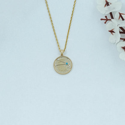 Aries Zodiac Blue Topaz Gemstone Pendant