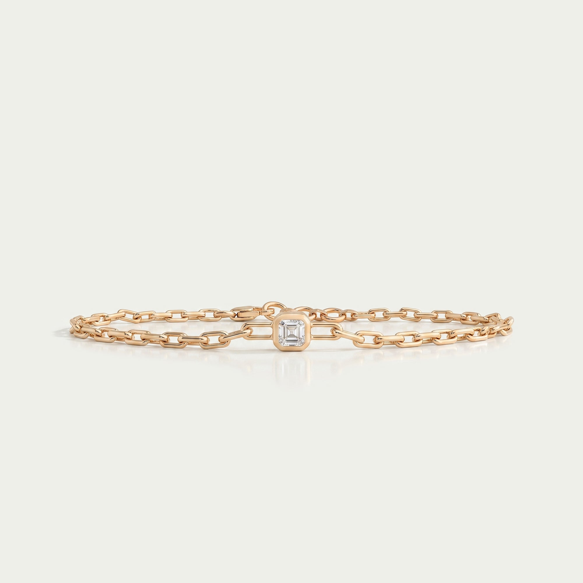 Asscher Cut Lab Grown Diamond Bezel Set Chain Bracelet