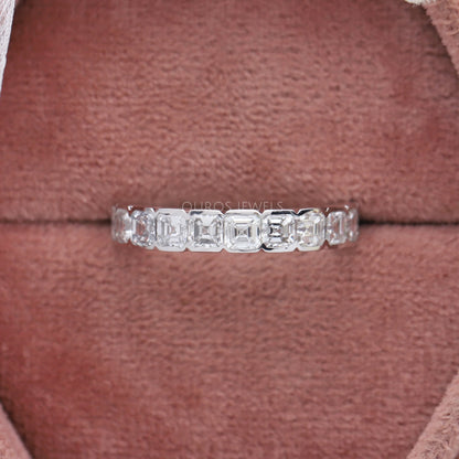 Asscher Cut Lab Diamond Half Eternity Wedding Band