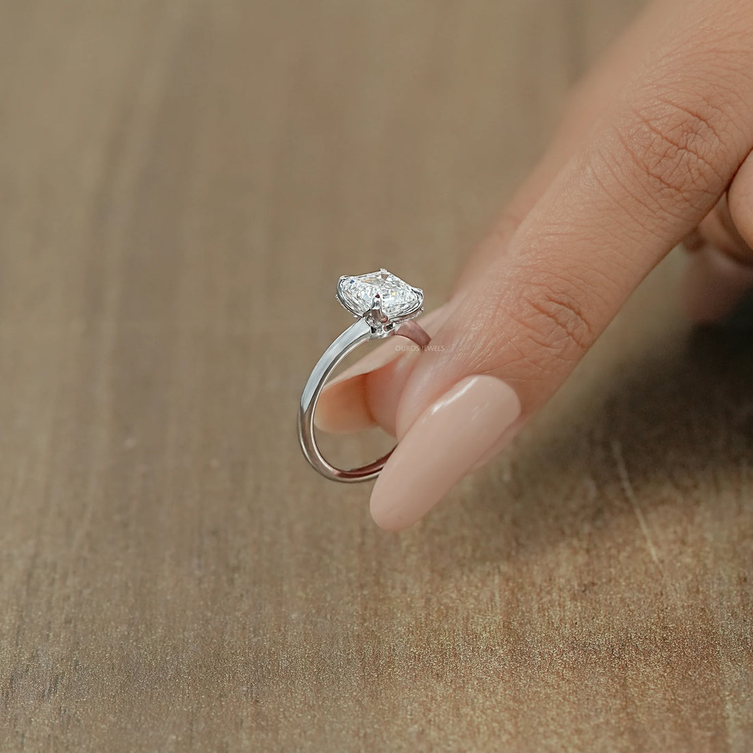 Asscher Cut Tulip Set Hidden Halo Ring Ring