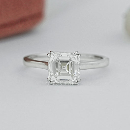 Asscher Cut Solitaire Diamond Engagement Ring Rings