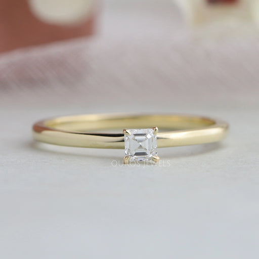 Asscher Cut Solitaire Diamond Promise Ring