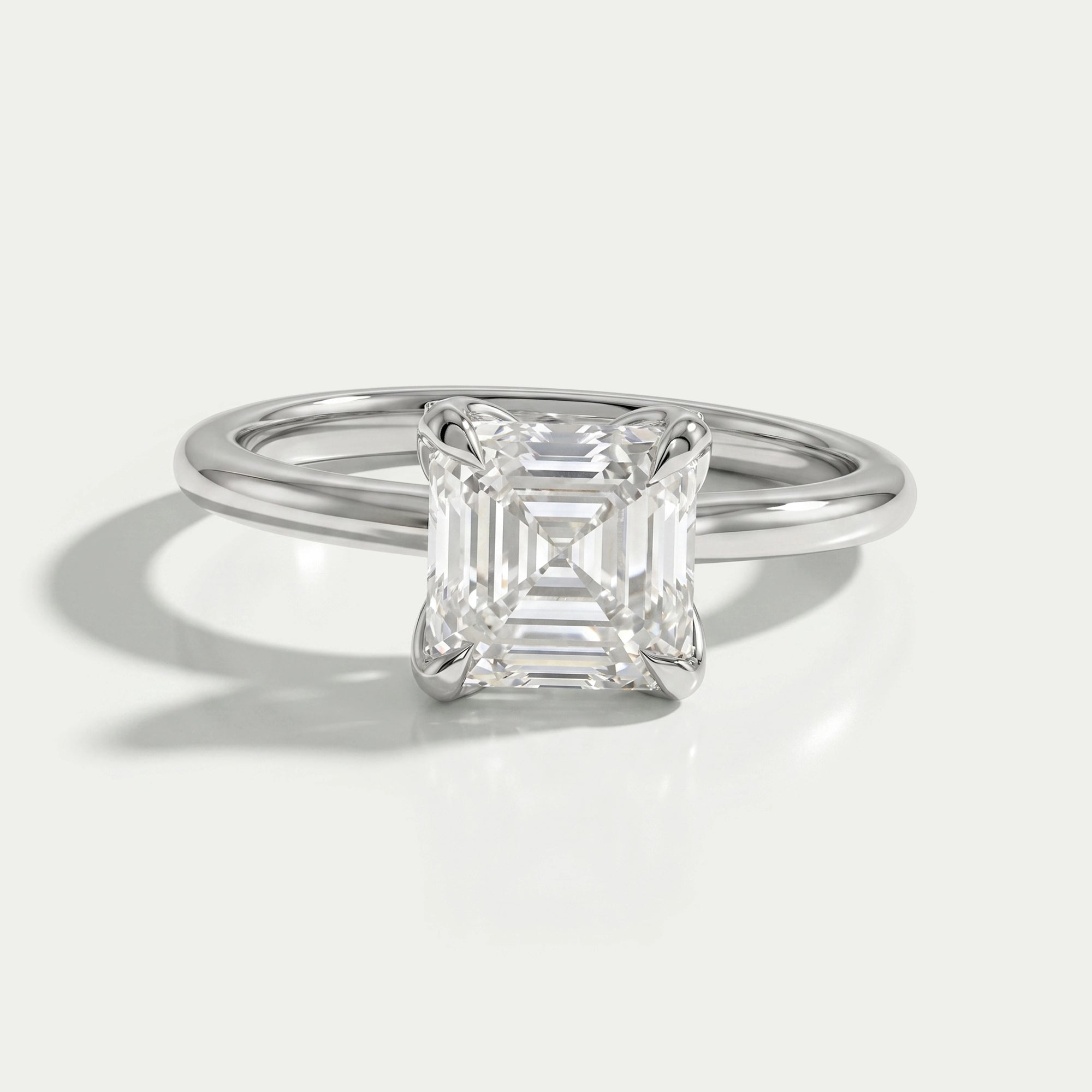 Asscher Cut Tulip Set Hidden Halo Ring Ring