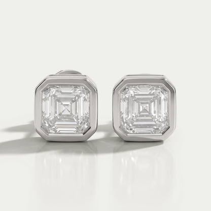 Ohrstecker mit Asscher-Labor-Diamanten und Milgrain-Fassung