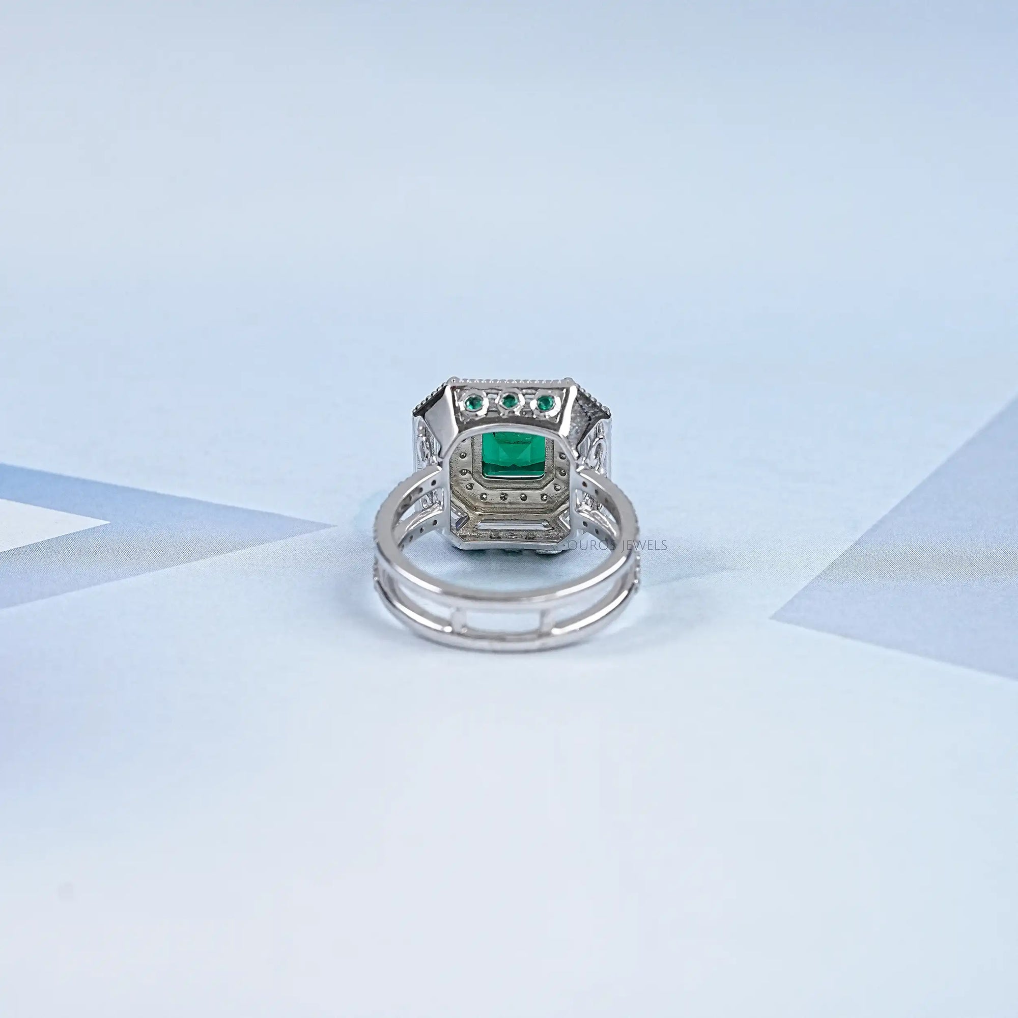Asscher Shape Lab Gemstone Halo Anniversary Ring Ring