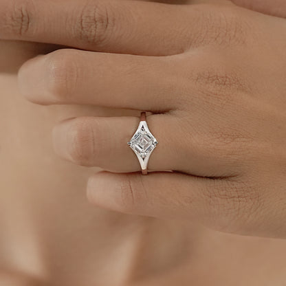 Asscher Lab Diamond Solitaire Split Shank Ring Ring