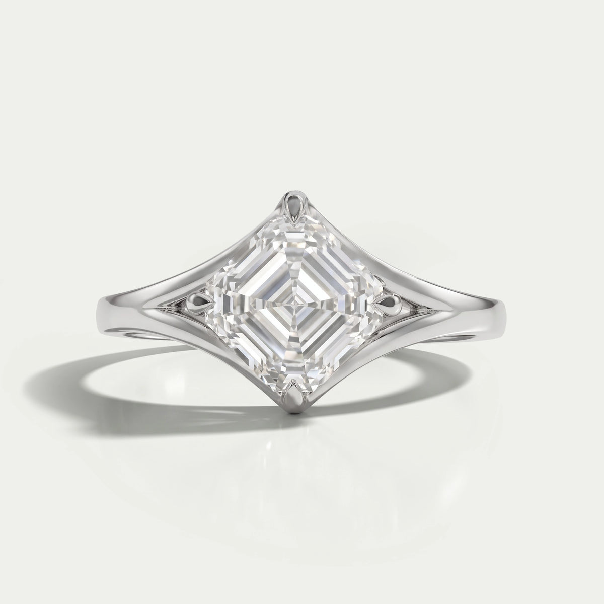 Asscher Lab Diamond Solitaire Split Shank Ring Ring