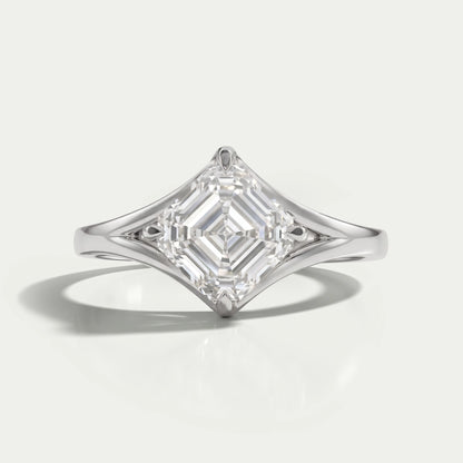 Asscher Lab Diamond Solitaire Split Shank Ring Ring