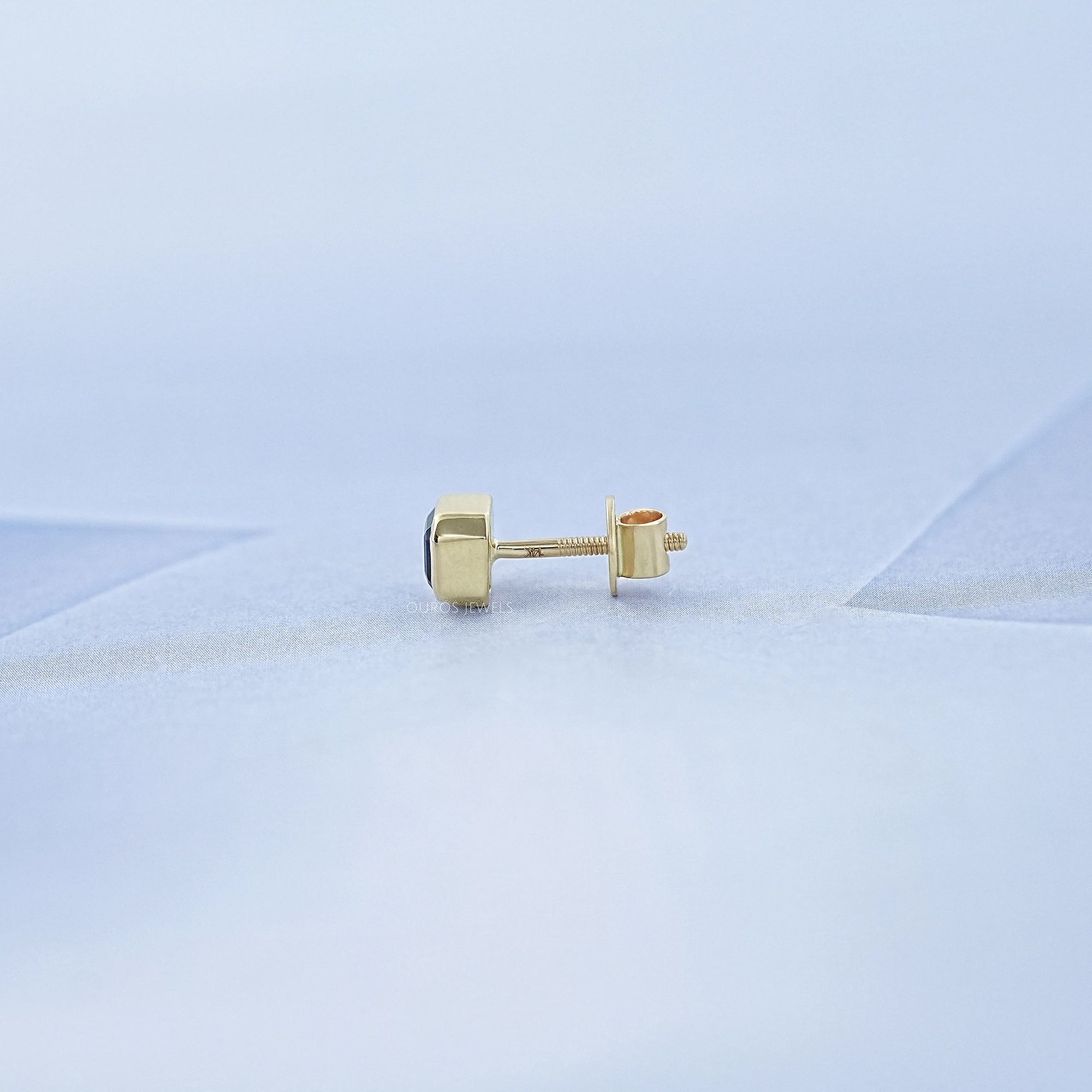 Sapphire Asscher Gemstone Bezel Men's Stud
