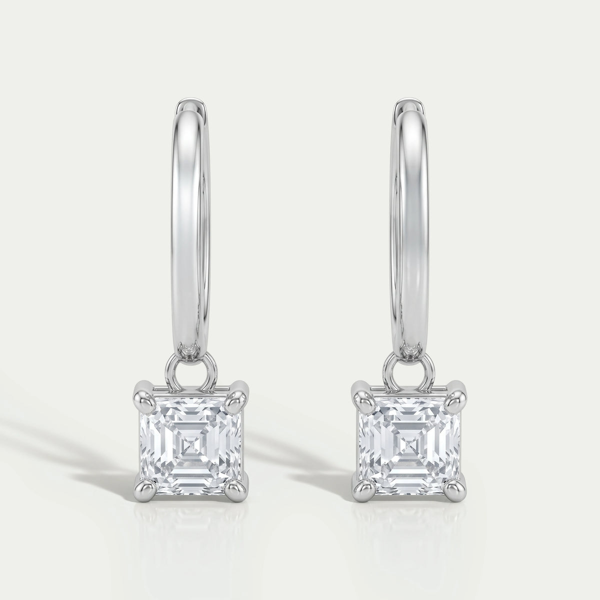 Asscher Lab Diamond Dangle Hoop Earrings