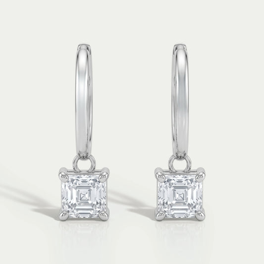 Asscher Lab Diamond Dangle Hoop Earrings Earrings