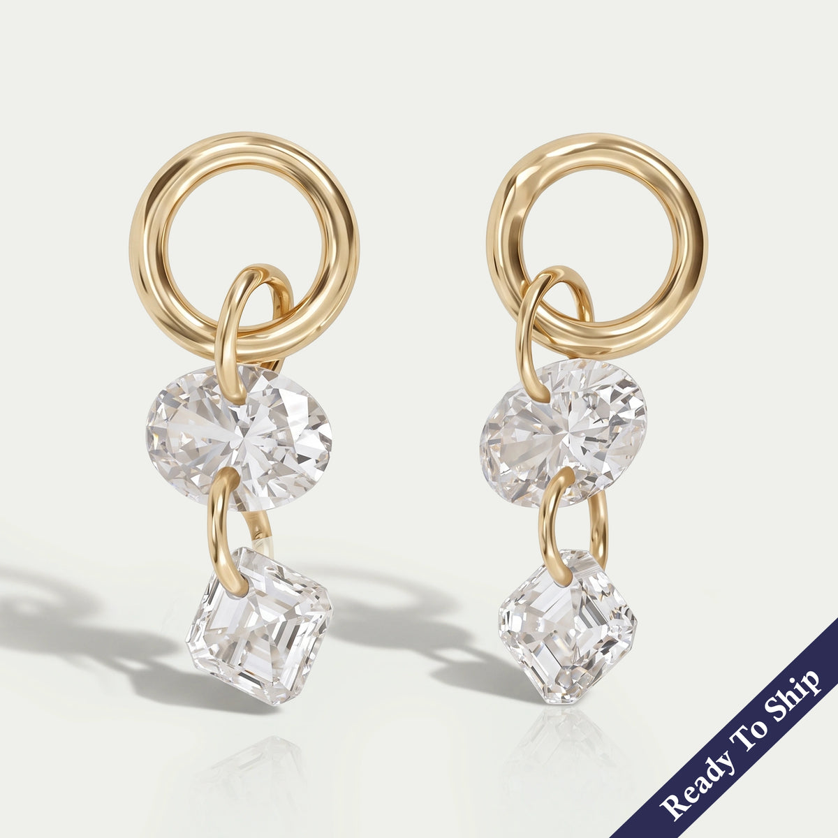 Trio Rosenschliff Runde Diamant-Halo-Ohrstecker