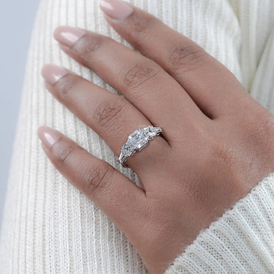 Five Stone Asscher Diamond Engagement Ring
