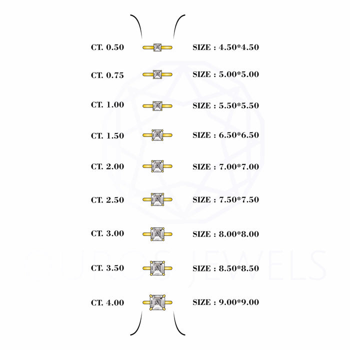 Asscher Cut Solitaire Diamond Engagement Ring Rings