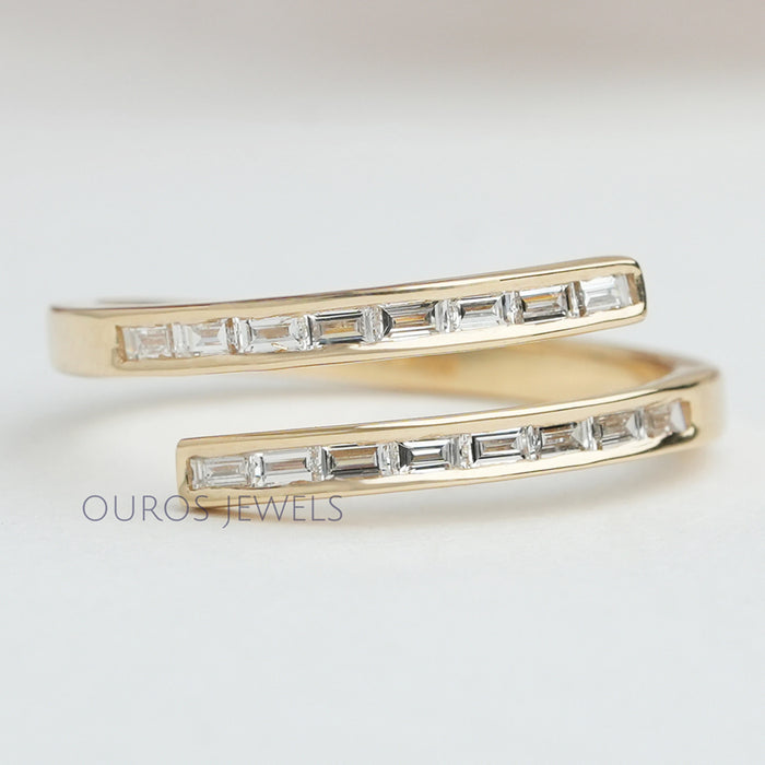 Baguette Cut Lab Diamond Bypass Set Band Rings