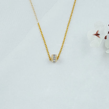 Baguette Lab Diamond Barrel Pendant Necklaces