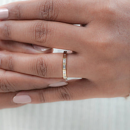 Baguette Cut Flush Set Eternity Wedding Band Rings