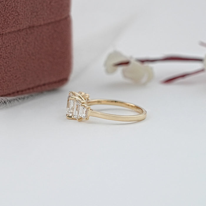 Asscher And Baguette Diamond Five Stone Engagement Ring Rings