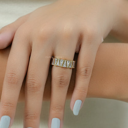 Tappered Baguette Diamond Zic Zac Bezel Set Eternity Band