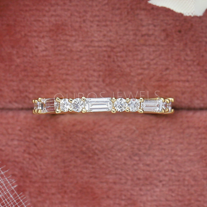 Baguette And Round Diamond Half Eternity Band Ring