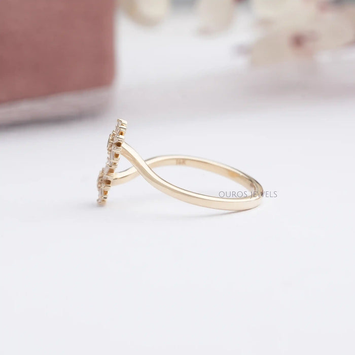 Two Flower Shape Tapered Baguette Cut Lab Diamond Bypass Ring Rings