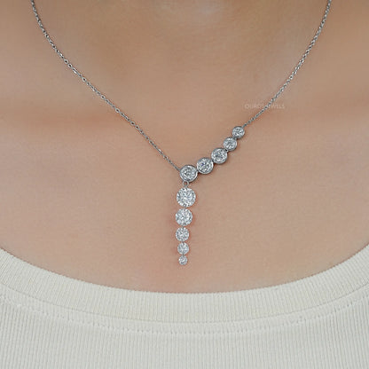 Round Lab Diamond Y - Lariat Necklace