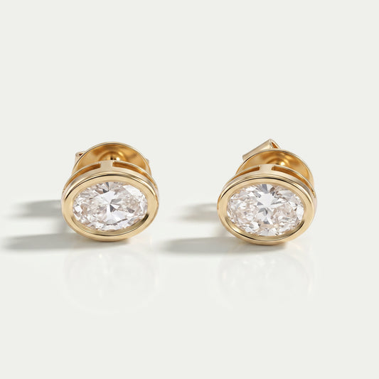 Oval Lab Diamond Bezel Set Stud Earring Earring