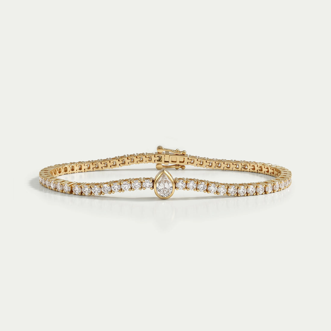 Bezel Pear Lab Grown Diamond Tennis Bracelet Bracelet