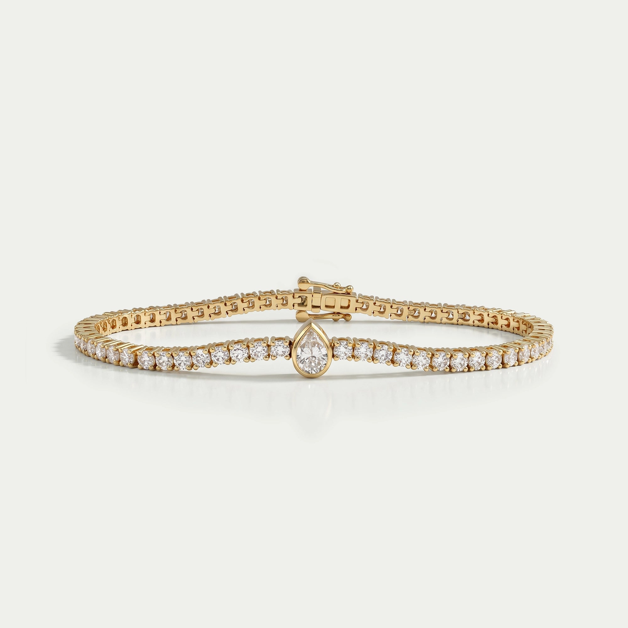 Bezel Pear Lab Grown Diamond Tennis Bracelet Bracelet