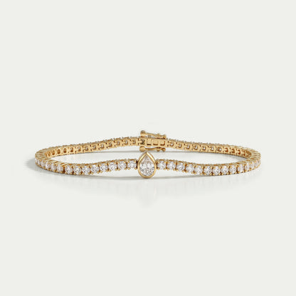 Bezel Pear Lab Grown Diamond Tennis Bracelet Bracelet