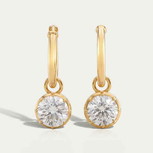 Round Diamond Drop Dangle Earrings