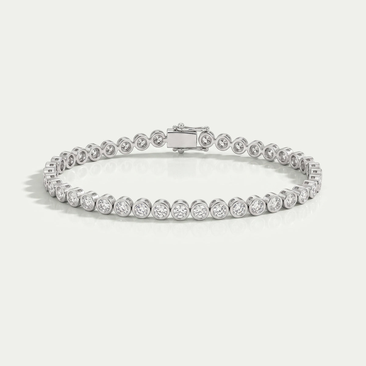 Round Cut Lab Grown Diamond Bezel Set Tennis Bracelet