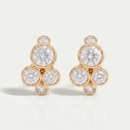 Round Lab Diamond Bezel Set Huggie Earrings Earring