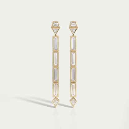Multi Shape Lab Diamond Bezel Set Linear Drop Earrings Earrings