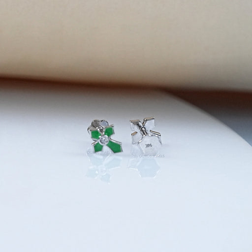 Enamel Green Cross Earrings For Kids Earrings
