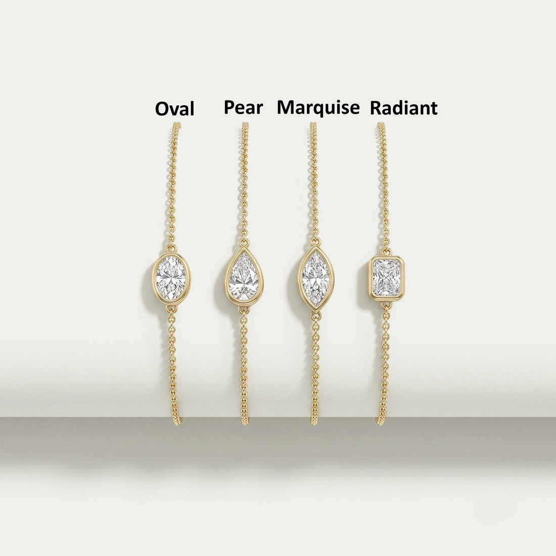 Multi Lab Diamond Bezel Set Solitaire Chain Bracelet