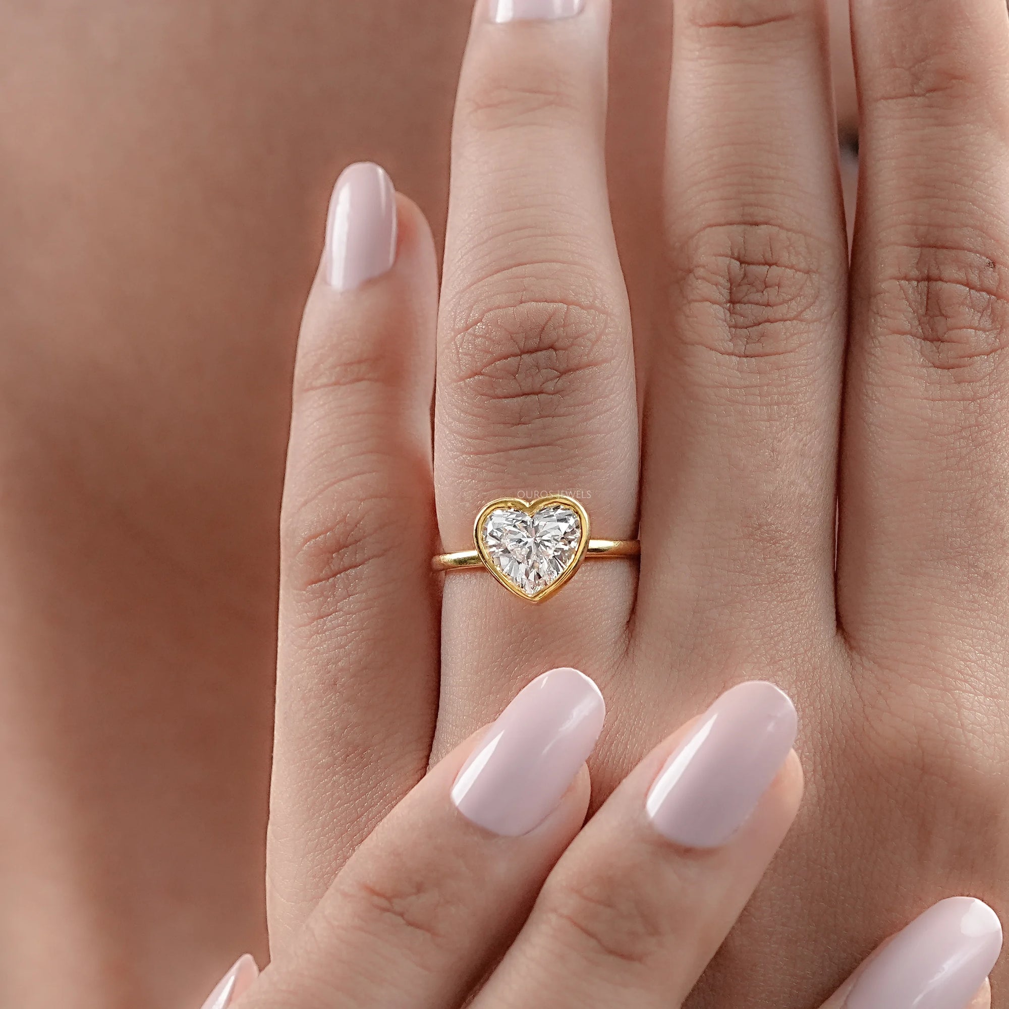 Heart Diamond Bezel Set Soliatire Engagement Ring Rings