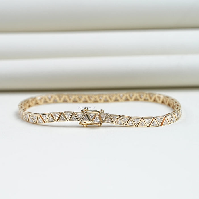 Triangle Cut Bezel Set Tennis Bracelet Bracelet