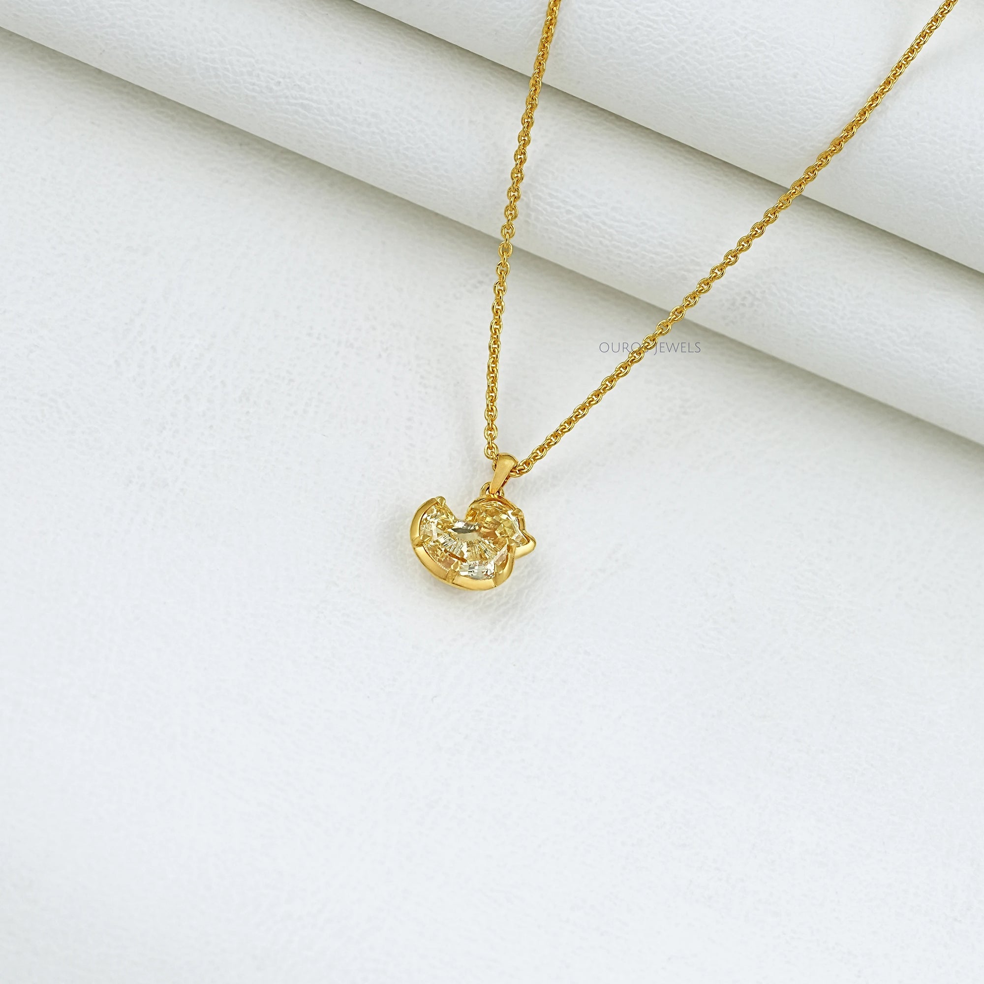 Yellow Duck Cut Diamond Bezel Set Pendant Necklaces
